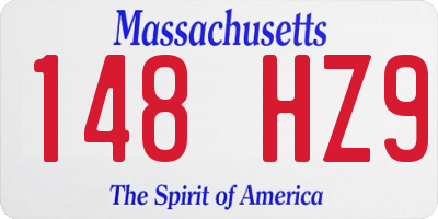 MA license plate 148HZ9