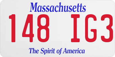 MA license plate 148IG3