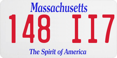 MA license plate 148II7