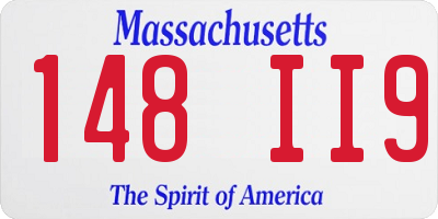 MA license plate 148II9