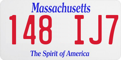 MA license plate 148IJ7