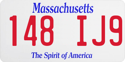 MA license plate 148IJ9
