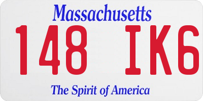 MA license plate 148IK6