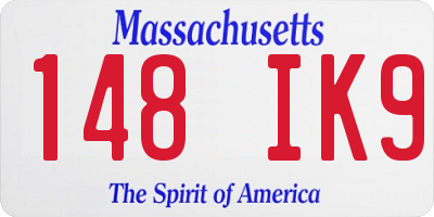 MA license plate 148IK9