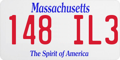 MA license plate 148IL3