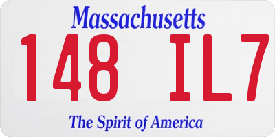 MA license plate 148IL7