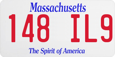 MA license plate 148IL9