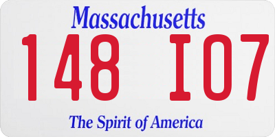 MA license plate 148IO7