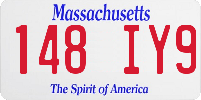MA license plate 148IY9
