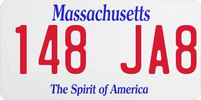 MA license plate 148JA8