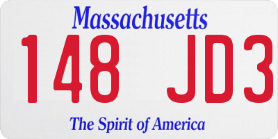 MA license plate 148JD3