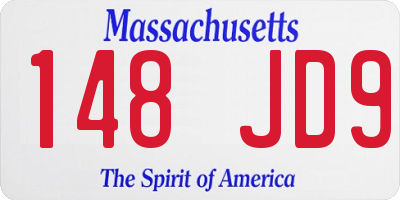 MA license plate 148JD9
