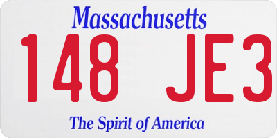 MA license plate 148JE3