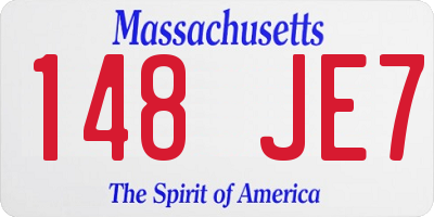 MA license plate 148JE7