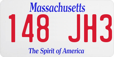 MA license plate 148JH3