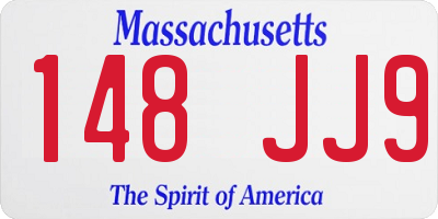 MA license plate 148JJ9