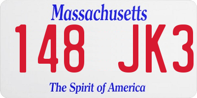 MA license plate 148JK3