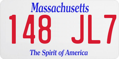 MA license plate 148JL7
