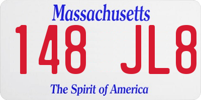 MA license plate 148JL8