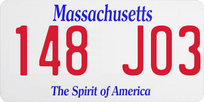 MA license plate 148JO3