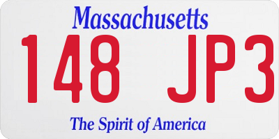 MA license plate 148JP3