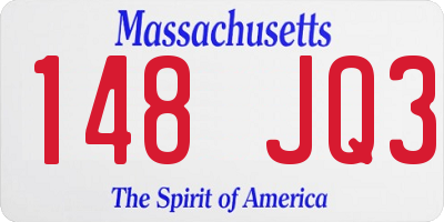 MA license plate 148JQ3