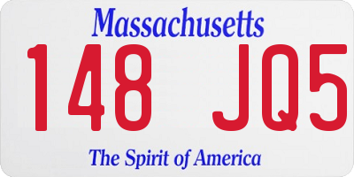 MA license plate 148JQ5