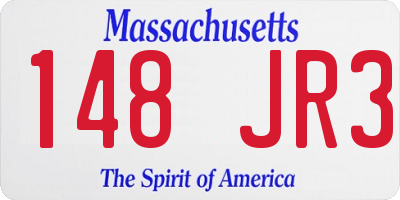 MA license plate 148JR3