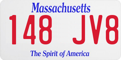 MA license plate 148JV8