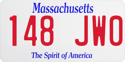 MA license plate 148JW0