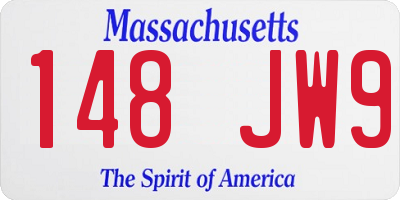 MA license plate 148JW9