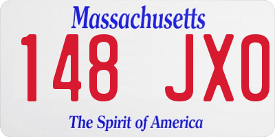 MA license plate 148JX0