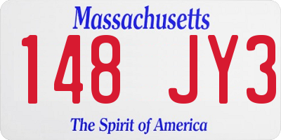 MA license plate 148JY3