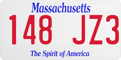 MA license plate 148JZ3