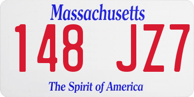 MA license plate 148JZ7