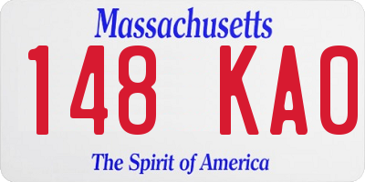 MA license plate 148KA0