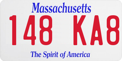 MA license plate 148KA8