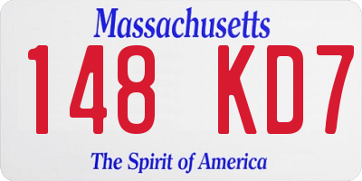 MA license plate 148KD7