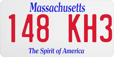 MA license plate 148KH3