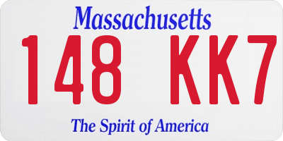 MA license plate 148KK7