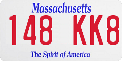 MA license plate 148KK8