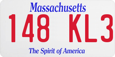 MA license plate 148KL3
