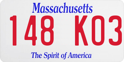 MA license plate 148KO3