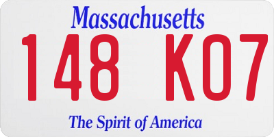 MA license plate 148KO7