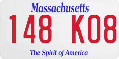 MA license plate 148KO8