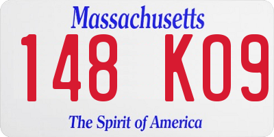 MA license plate 148KO9