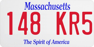 MA license plate 148KR5
