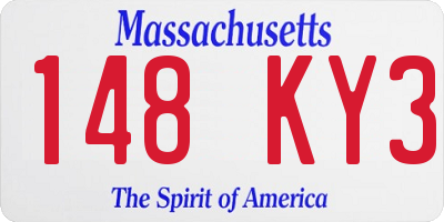 MA license plate 148KY3