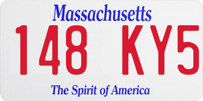 MA license plate 148KY5