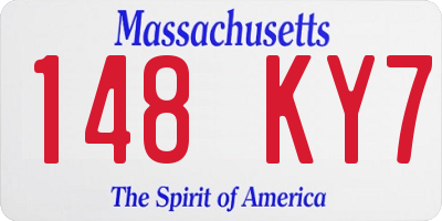 MA license plate 148KY7